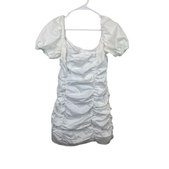 Superdown White Revolve Scrunch‎ Dress Cotton Nylon Spandex  Bride Size L - Picture 2 of 7